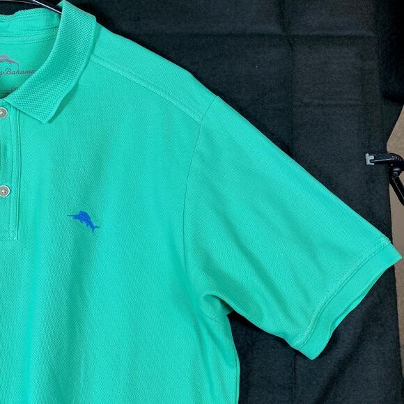Tommy Bahama Mens Shirt Green Polo Short Sleeve Pima Cotton Medium - Picture 5 of 12